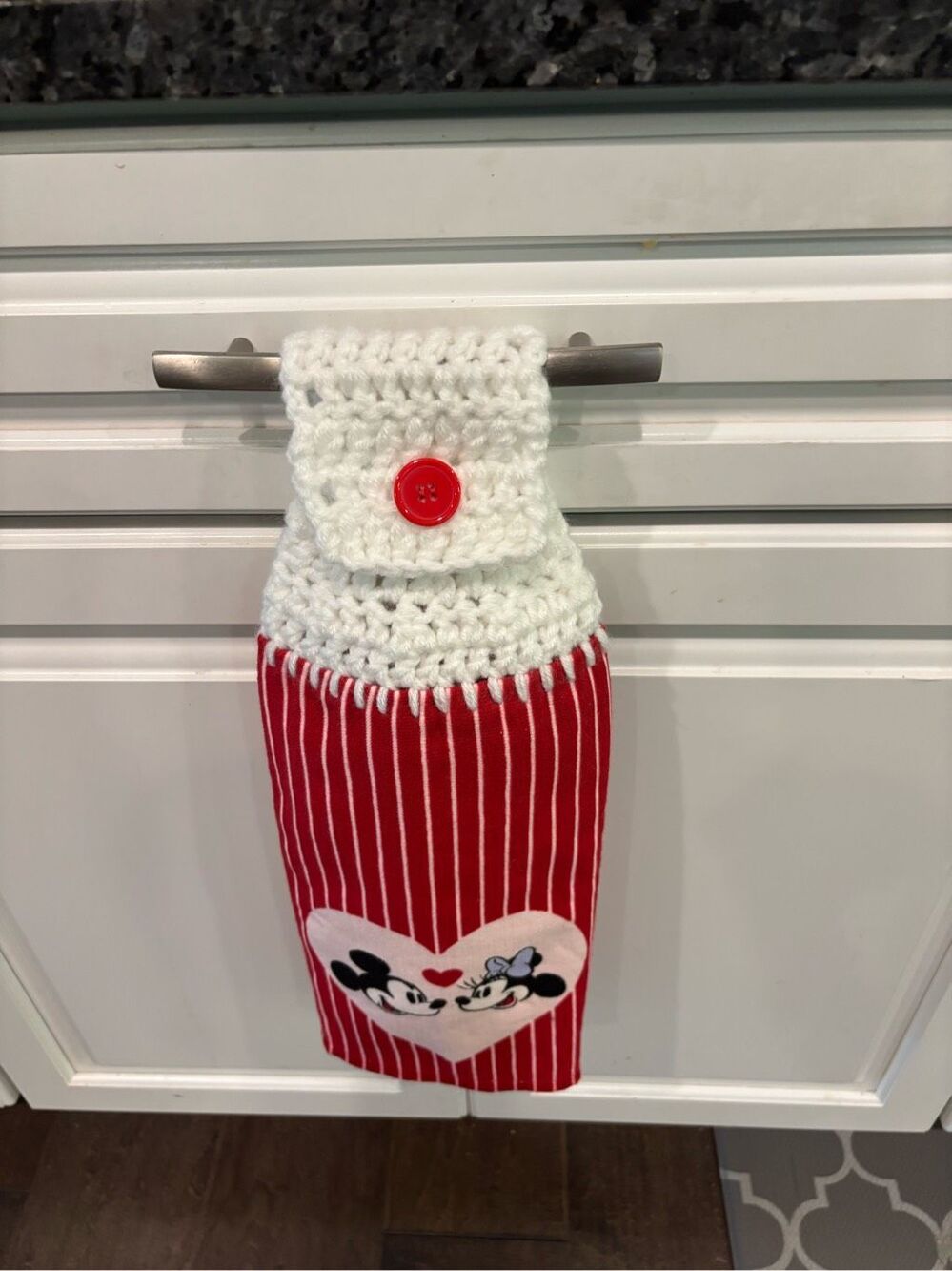 Crochet Top Kitchen Towel-Mickey-minnie w/heart